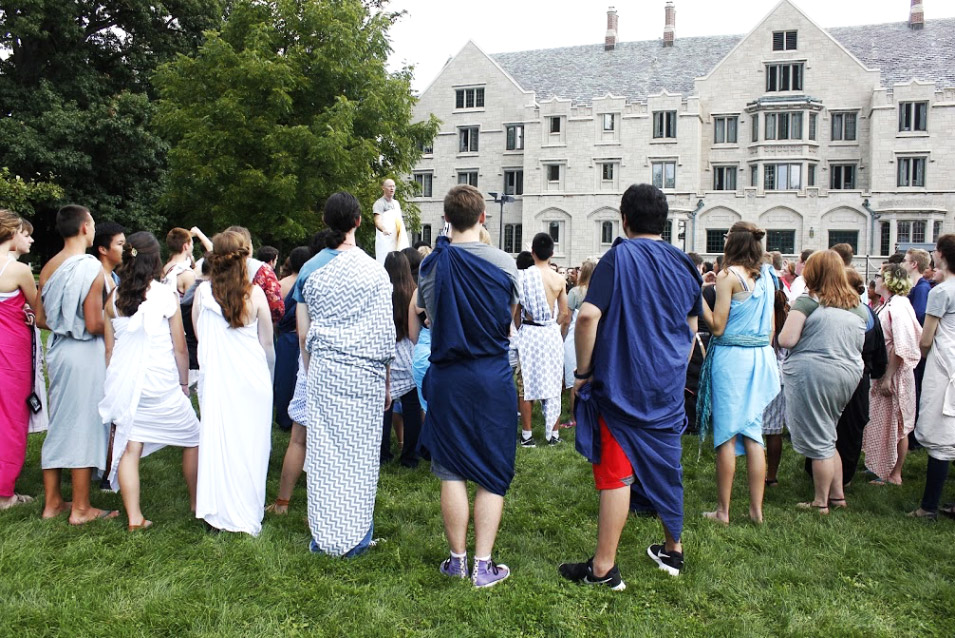 Academy students assembled in the quad