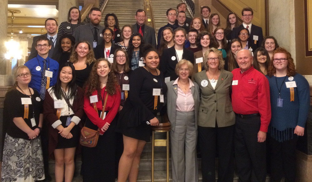 Indiana Academy students at the Indiana statehouse